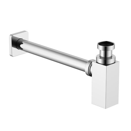 Sifone tubo di scarico in ottone cromato quadro per lavabo lavandino bagno da 1.1/4â€ *** confezione 1