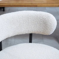 Set da 2 Sedie da Pranzo, Imbottitura in Fleece, Sedie con Sedile Imbottito, Gambe in Metallo, Bianco Crema