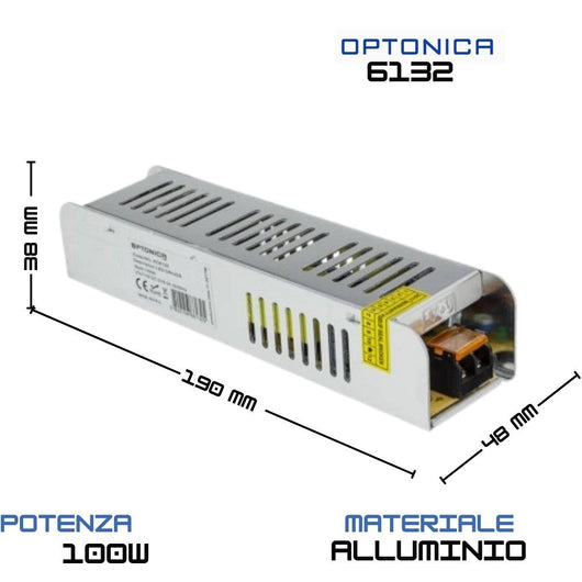 Alimentatore slim 100w 12v 8.5a per strisce led interna ip20