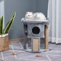 Albero per Gatti con Casetta per Gatti e Lettino in Peluche, Tiragraffi in Juta e Pallina, Grigio