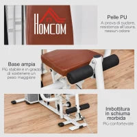 Stazione Fitness Multifunzione per Casa e Palestra con 4 Imbottiture, in Acciaio e PU, 150x110x210 cm, Bianco