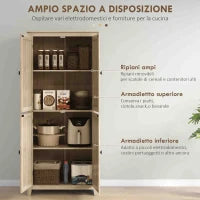Mobile Cucina a 4 Ante con Mensole Regolabili e Base Rialzata in Legno 80x40x182cm