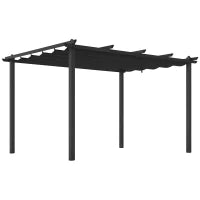 Pergola Gazebo 4x3 m con 8 Fori di Drenaggio, in Alluminio, Metallo e Poliestere, Grigio Scuro