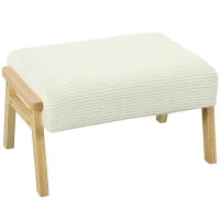 Pouf Poggiapiedi con Morbido Cuscino Seduta Gambe in Legno Pouf in Corda Bianco Crema