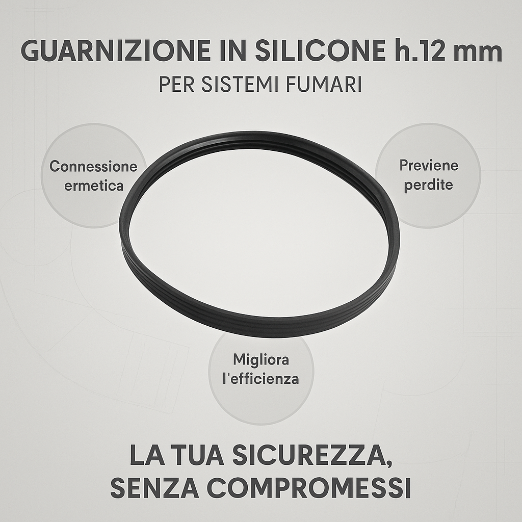 Guarnizione siliconica h.12 mm canna fumaria mono parete isolamento perfetto *** misura Ø 350 mm, confezione 1