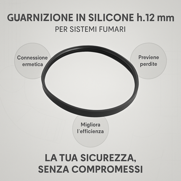 Guarnizione siliconica h.12 mm canna fumaria mono parete isolamento perfetto *** misura Ø 350 mm, confezione 1