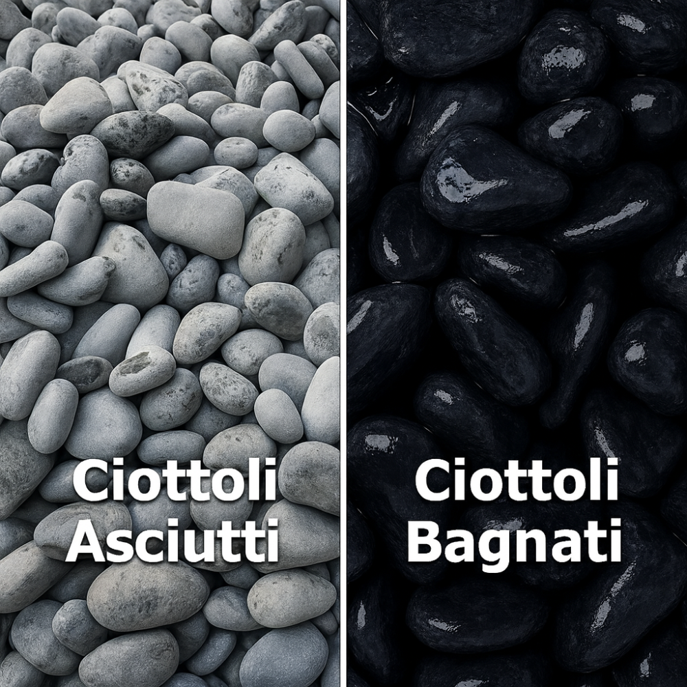 Ciottoli nero ebano effetto bagnato brillante con cir tono plus protettivo *** misura 25/40, formato 25 kg + 1 l, con...