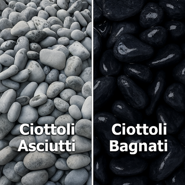 Ciottoli nero ebano effetto bagnato brillante con cir tono plus protettivo *** misura 25/40, formato 25 kg + 1 l, con...