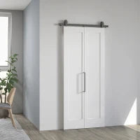 Porta Scorrevole a Libro Pieghevole a Portafoglio con Superficie Verniciabile, 90x210 cm, Bianco