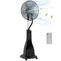 Ventilatore A Piedistallo Nebulizzatore 90 W Telecomando Timer 3 Modalità 3 Velocità Oscillante, Inclinabile - Nero