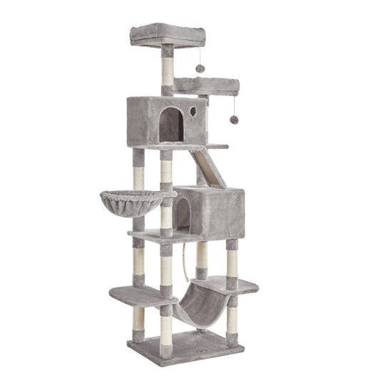 Grande albero per gatti torre gioco 206 cm grigio chiaro 12_0005986