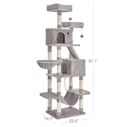 Grande albero per gatti torre gioco 206 cm grigio chiaro 12_0005986
