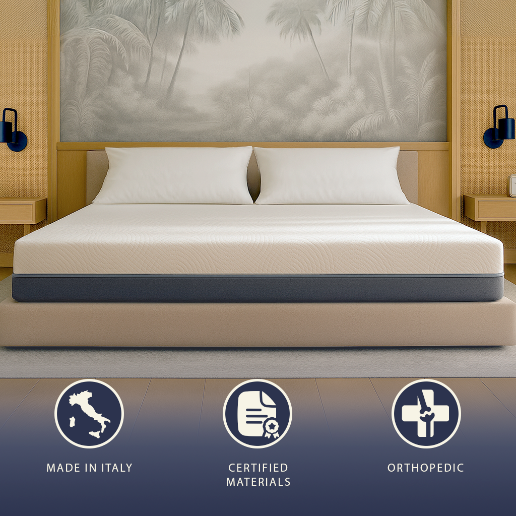 Boreal | Materasso Matrimoniale 140x190 Memory Foam e Waterfoam | Altezza 22 cm | Materasso Ortopedico, Anallergico e Antiacaro | Dispositivo Medico Classe 1 | Sfoderabile e Traspirante