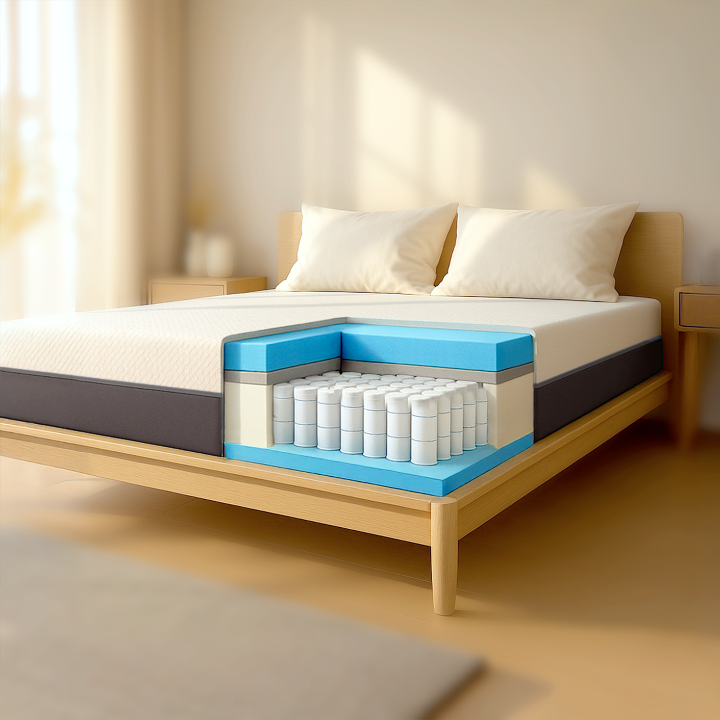 Boreal | Materasso Singolo 90x200 Memory Foam e Waterfoam | Altezza 22 cm | Materasso Ortopedico, Anallergico e Antiacaro | Dispositivo Medico Classe 1 | Sfoderabile e Traspirante