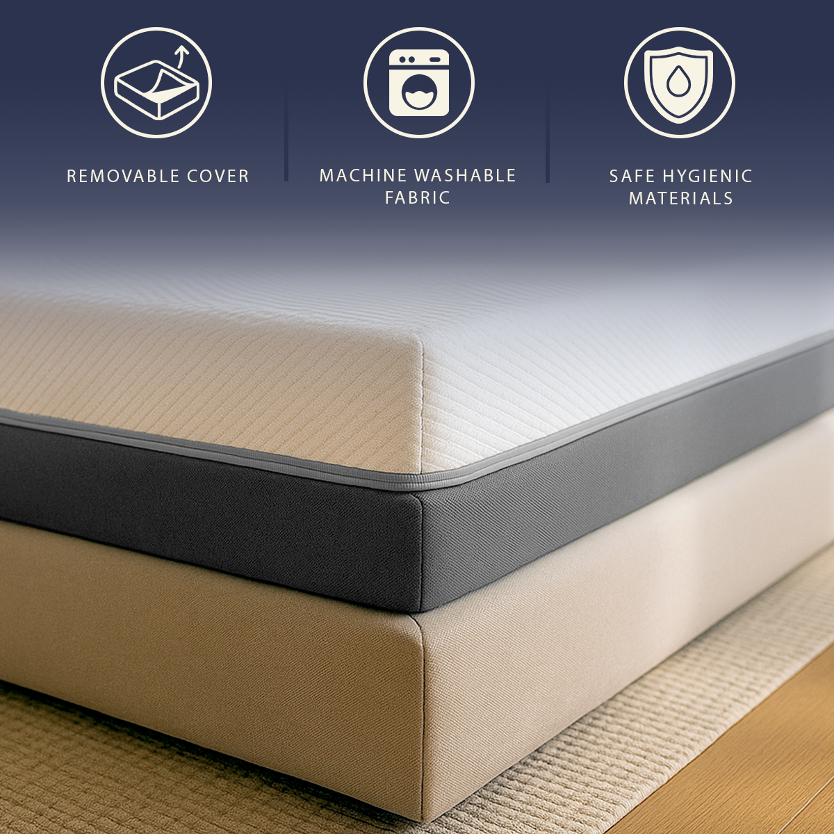 Boreal | Materasso Piazza e Mezza 120x190 Memory Foam e Waterfoam | Altezza 22 cm | Materasso Ortopedico, Anallergico e Antiacaro | Dispositivo Medico Classe 1 | Sfoderabile e Traspirante