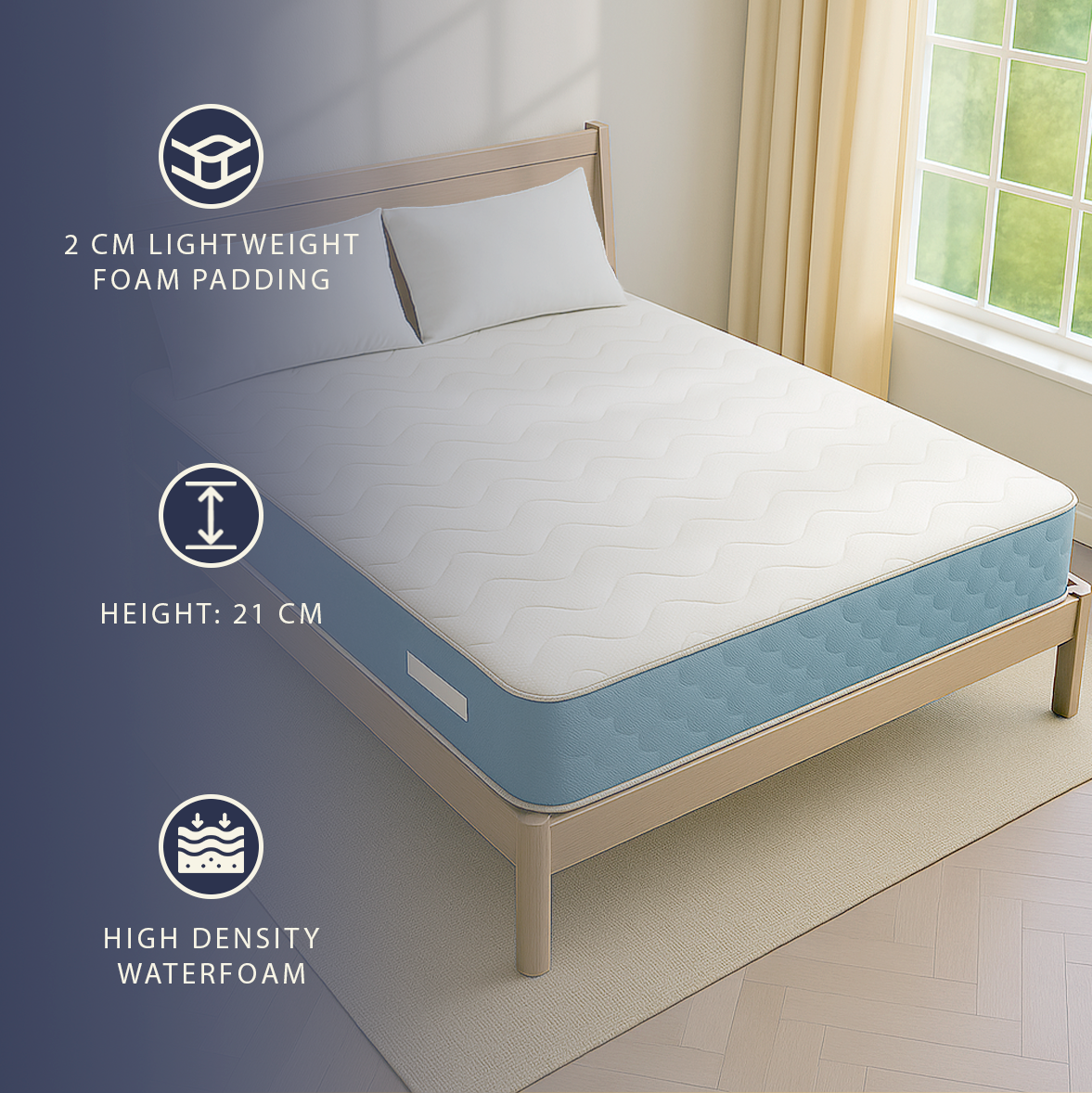 Fiore | Materasso Ortopedico Singolo 90x200 cm | Altezza 21 cm | Dispositivo Medico Classe 1 | Ergonomico e Traspirante | Prodotto in Italia