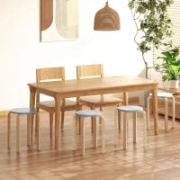 Set 4 Sgabelli Rotondi Impilabili in Legno Grigio, Ø40x45 cm