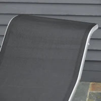 Set 2 Sdraio da Giardino e Tavolino con Vetro, Lettino Prendisole con Tessuto Traspirante 59 x 169 x 66cm, Nero Grigio