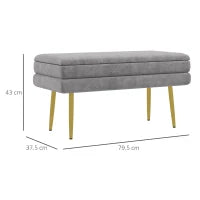 Panca Fondo Letto con Spazio Portaoggetti, in Acciaio e Poliestere, 79.5x37.5x43 cm, Grigia