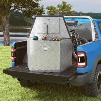 Cassa degli attrezzi per rimorchio scatola di stoccaggio in alluminio bloccabile forma trapezoidale 73,7 x 41 x 46 cm argento