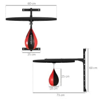 Punching Ball a Muro con Speed Bag Girevole a 360° e Regolabile su 7 Altezze, Nero e Rosso