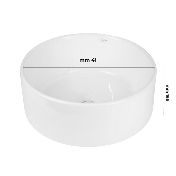 Lavabo da appoggio ceramica bianco tondo arredo bagno lavandino 41x41x16,5 cm *** confezione 1