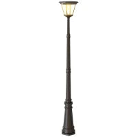 Lampione da Giardino a Energia Solare con Sensore PIR, in Alluminio e Vetro, 26x24x220 cm, Nero