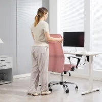 Sedia Ergonomica da Ufficio Girevole, Altezza Regolabile e Schienale a Rete, 63x65x109-119 cm, Rosa