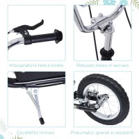 Monopattino per Bambini con Manubrio Regolabile, in Acciaio e Plastica, 135x58x92-100cm, Nero