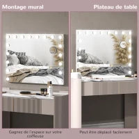 Specchio Trucco Luminoso LED Intensità Regolabile Specchio Ingrandente Porta Di Carica USB, 80 x 62 cm