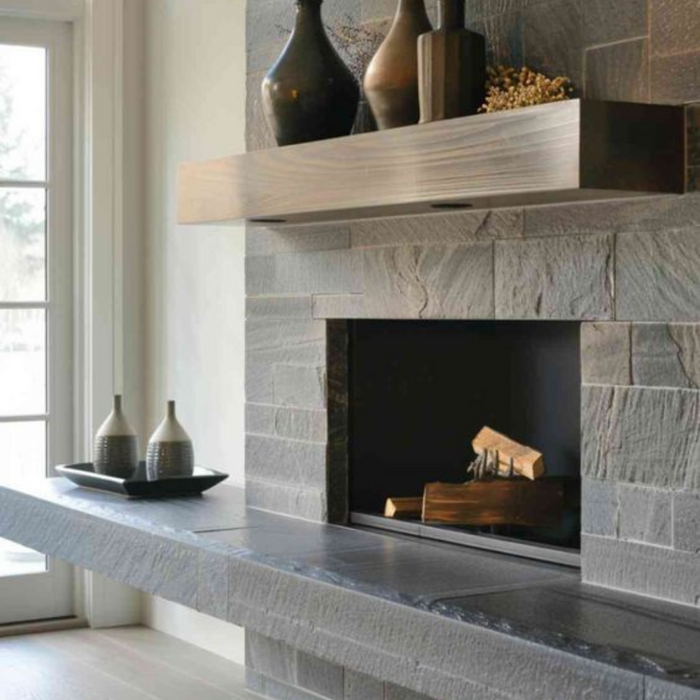 Camino legna prefabbricato ghisa focolare aperto qr100 riscaldamento design