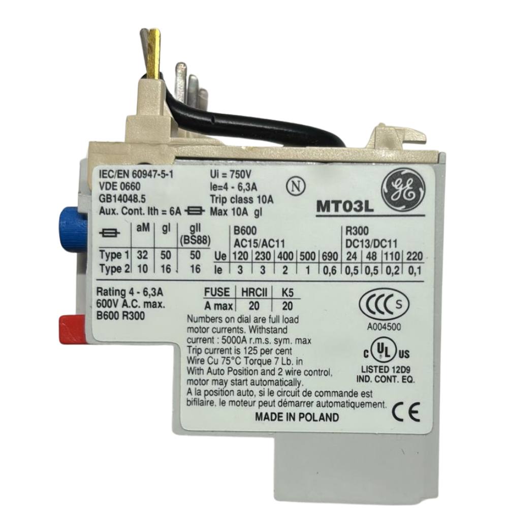 Ge power mt03l 101011 relè termico 4–6,3a per protezione motori