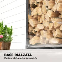 Portalegna da Esterno in Acciaio Rinforzato con Copertura Impermeabile, 100x60x110 cm, Nero