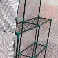 Serra da Giardino per Esterni in Acciaio e PE con 2 Scaffali e Porta Avvolgibile, 143x143x195 cm, Bianco