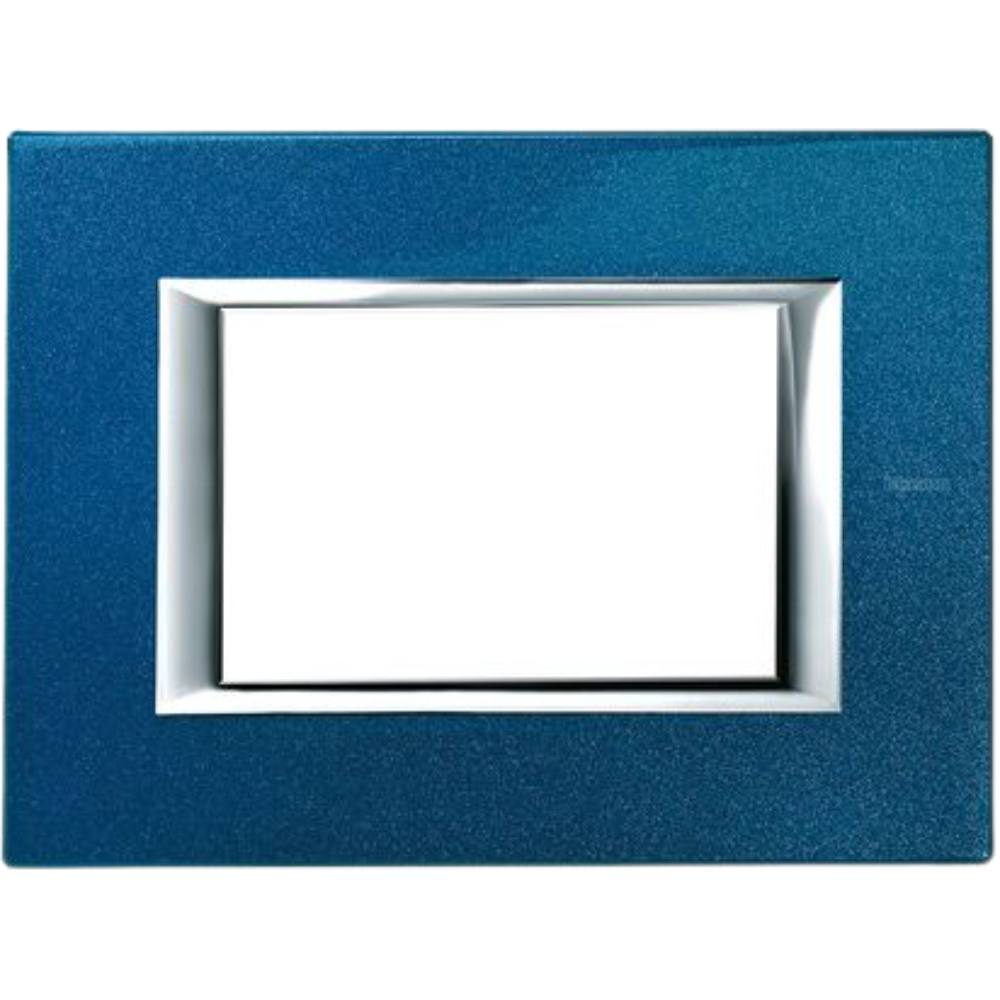 Bticino axolute placca rettangolare 3 moduli blu meissen in metallo