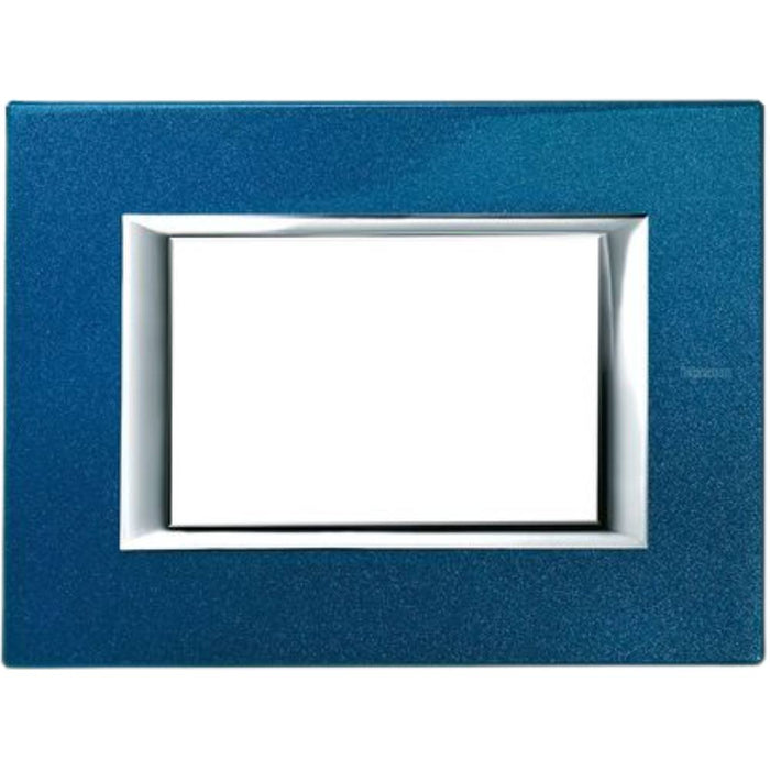Bticino axolute placca rettangolare 3 moduli blu meissen in metallo