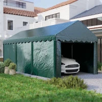 Tenda Garage 3 x 6m, Tenda per Auto Resistente con 2 Porte Avvolgibili, Telo 200g PE, Verde
