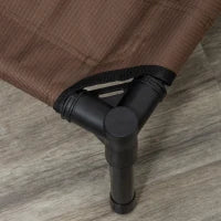 Lettino per Cani Rialzato con Seduta Traspirante, in Acciaio e Tessuto, 61x46x18 cm, Nero e Caffè