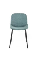 E-STYLO Sedia da pranzo in tessuto acquamarina e gambe in metallo nero, 57cm X 46cm H. 80cm.