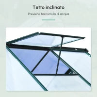 Serra da Giardino in Policarbonato 190x192x201cm, Serra per Piante con Base, Finestra, Porta Scorrevole e Struttura in Alluminio, Verde Scuro