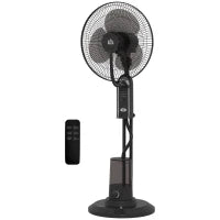 Ventilatore Nebulizzatore Regolabile 3 Velocità e 3 Modalità, Oscillazione a 75°, Telecomando, Nero