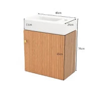 Mobile da bagno con lavabo e mobile sottolavabo sospeso, con spazio contenitore, 46x26x56 cm, color legno