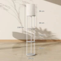 Lampada da Terra con Ripiani e Telecomando, 3 Temperature Colore, Grigio