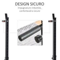 Supporto per Bilanciere con Altezza e Larghezza Regolabili in Acciaio, 77-122x73x121-171cm, Nero e Rosso