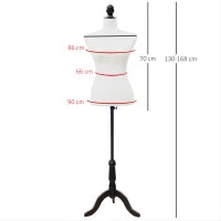 Manichino da Sarta in Schiuma, Legno e Metallo, 38x38x168 cm, Bianco