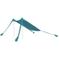 Tenda da Mare, Riparo Solare per Campeggio, Tela con 2 Pali, Tenda Parasole Esterna, 215L x 200l x 200H cm, Blu