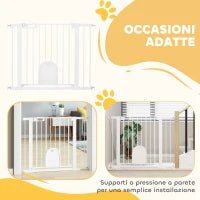 Cancellino per Cani Regolabile con Porta Piccola e Chiusura Automatica, 75-103x76cm, Bianco