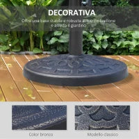 Base Ombrellone Rotonda da Giardino in Resina Ø44 × 33cm