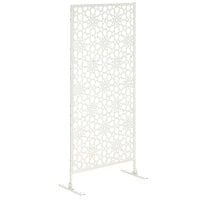Pannello Decorativo per la Privacy da Esterno con Motivo in Metallo, 92 x 45 x 198 cm, Bianco