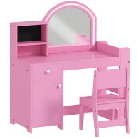 Toeletta per bambini con sgabello e specchio LED, da 3 a 8 anni, 88,6 x 38,8 x 96,9 cm, Rosa